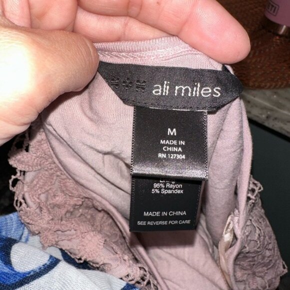 Ali Miles Mauve Pink Lace tunic top size medium - Picture 5 of 7